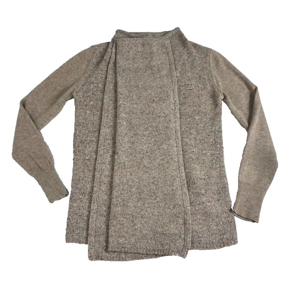 Joie Cardigan Sweater Womens Small Wool Cashmere Waterfall Heathered Oatmeal Tan - Picture 2 of 7